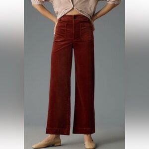 NWT Anthropologie Cinnamon The Colette Cropped Wide-Leg Corduroy Pants